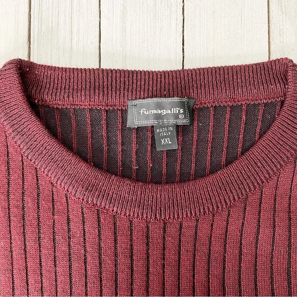 FUMAGALLI’S Vintage Merino Wool Blend Ribbed Long Sleeve Crew Neck Sweater